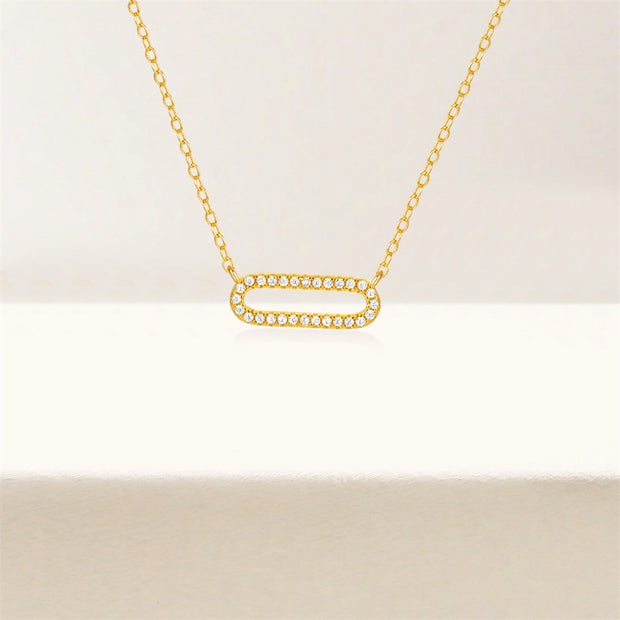 Sterling Silver Rectangle Paperclip Necklace