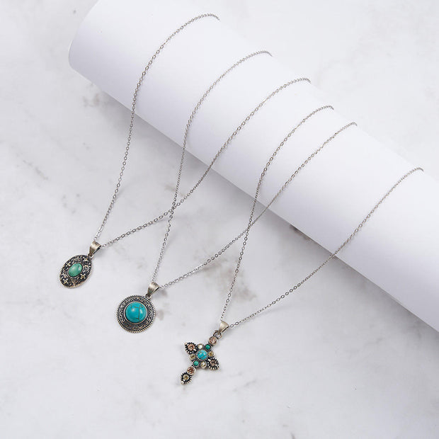 Sterling Silver Natural Stone Turquoise Necklace