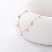 925 Sterling Silver Geometric Cube Zircon Pendant Necklace with Gold Plated Chain