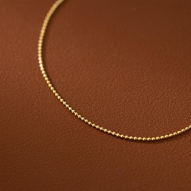 Sterling Silver Small Round Bead Bracelet, Gold-Plated Thin Chain