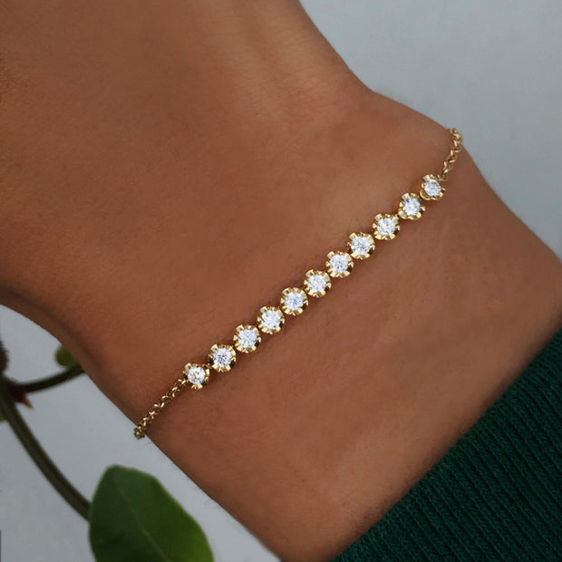 18K Gold-Plated 925 Sterling Silver Chain with 5A Zircon