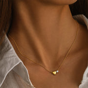 Sterling Silver Heart Diamond Necklace – Gold-Plated Minimalist Jewelry for Women