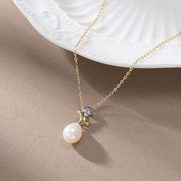 925 Silver Pearl Necklace for Women - Sterling Silver Gold Plated Pearl Pendant Gold Chain Necklace