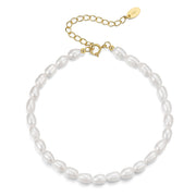 Sterling Silver Freshwater Pearl Bracelet – Gold-Plated Fashion Jewelry for Women