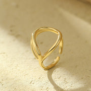 Sterling Silver Hollow Out Round Ring – Simple Gold-Plated Adjustable Jewelry