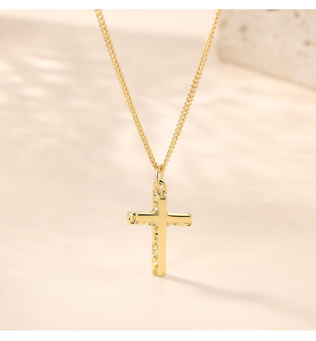 925 Sterling Silver Cross Pendant Necklace with 18K Gold Plated Chain