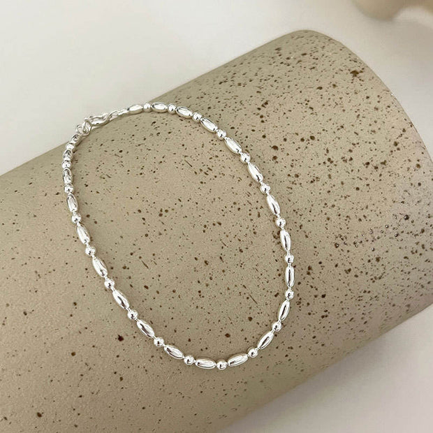 Elegant 925 Sterling Silver Round Bean Bead Bracelet for Women