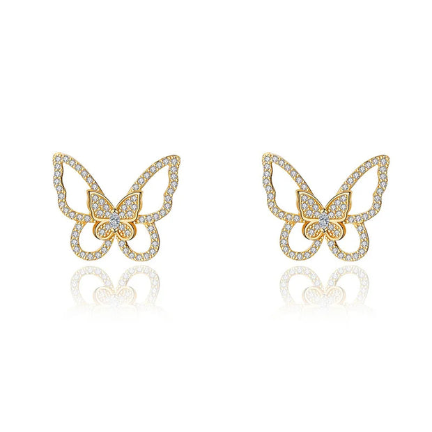 925 Sterling Silver Butterfly Necklace with Gold Plated Chain for Women