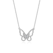 925 Sterling Silver Butterfly Necklace with Gold Plated Chain for Women