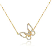 925 Sterling Silver Butterfly Necklace with Gold Plated Chain for Women