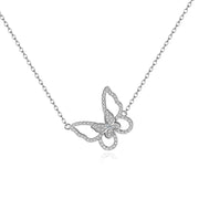 925 Sterling Silver Butterfly Necklace with Gold Plated Chain for Women