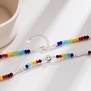 Sterling Silver Necklace – 925 Sterling Silver Rainbow Chain with Smiley Face Pendant