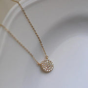 Sterling Silver Round Zircon Pendant Necklace – Gold-Plated Fashion Jewelry for Women