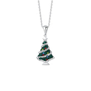 Sparkling Christmas Tree: 925 Sterling Silver Necklace with Gold Plated Chain