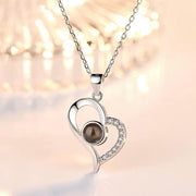 Timeless Love: 925 Sterling Silver '100 Languages I Love You' Projection Heart Necklace