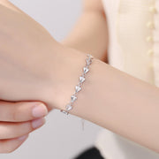 925 Sterling Silver Heart Chain Charm Bracelet