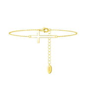 925 Sterling Silver Gold-Plated Smooth Cross Bracelet