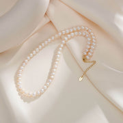 925 Sterling Silver 6-7MM Elegant Natural Freshwater Pearl Gold Plated Necklace