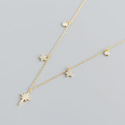 925 Sterling Silver Star Pendant Necklace – 18K Gold Plated Diamond Dangling Necklace