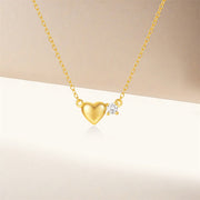 Sterling Silver Heart Diamond Necklace – Gold-Plated Minimalist Jewelry for Women