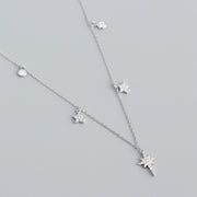 925 Sterling Silver Star Pendant Necklace – 18K Gold Plated Diamond Dangling Necklace