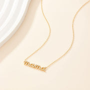 925 Sterling Silver "Mama" Necklace with Zircon Pendant Gold Plated Chain