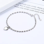 925 Sterling Silver Minimalist Love Heart Charm Bracelet