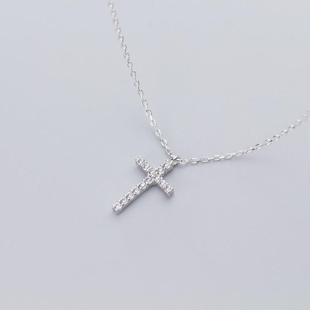 Faith & Elegance: 925 Silver Cross Pendant Necklace with Zircon