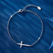 925 Sterling Silver Gold-Plated Smooth Cross Bracelet