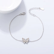 925 Sterling Silver Butterfly Diamond Zircon Gold-Plated Bracelet