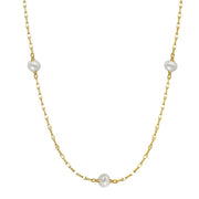 925 Silver Chain Pearl Necklace, Gold-Plated Chain Jewelry for Women