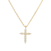 Sterling Silver Cross Zircon 18K Gold-Plated Necklace