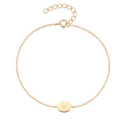 925 Sterling Silver Gold-Plated Chain Bracelet with Oval Zircon Star Pendant