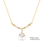 Sterling Silver Round CZ Zircon Gold-Plated Pendant Necklace