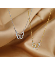 925 Sterling Silver Butterfly Necklace – 18K Gold Plated Chain for Women