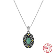 Sterling Silver Natural Stone Turquoise Necklace