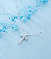 Faith & Elegance: 925 Silver Cross Pendant Necklace with Zircon