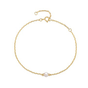 Sterling Silver Simple Pearl Charm Bracelet – Gold-Plated Fashion Jewelry for Women