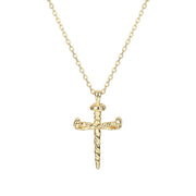 Screw Nail Cross: 925 Sterling Silver Gold-Plated Necklace