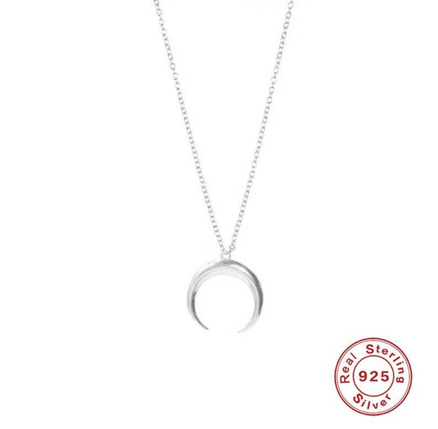 Sterling Silver Moon Pendant Necklace – 18K Gold-Plated