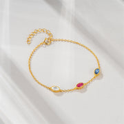 Sterling Silver Oval Colorful Zircon Bracelet