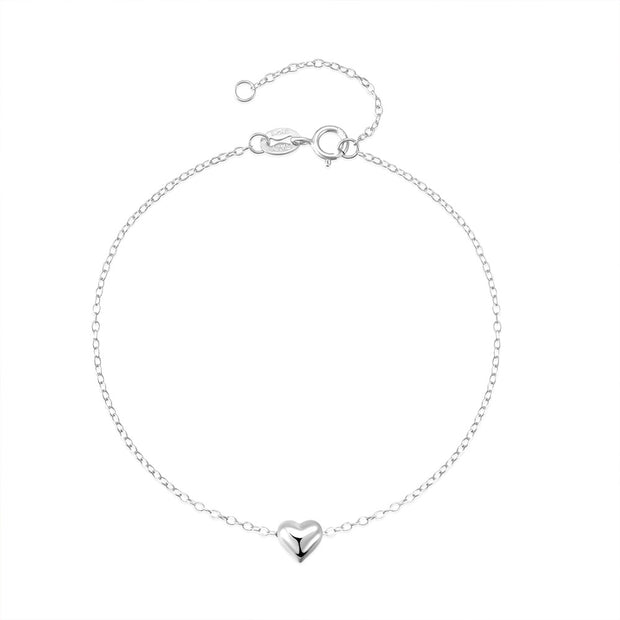 925 Sterling Silver Bracelet with Love Heart Charm