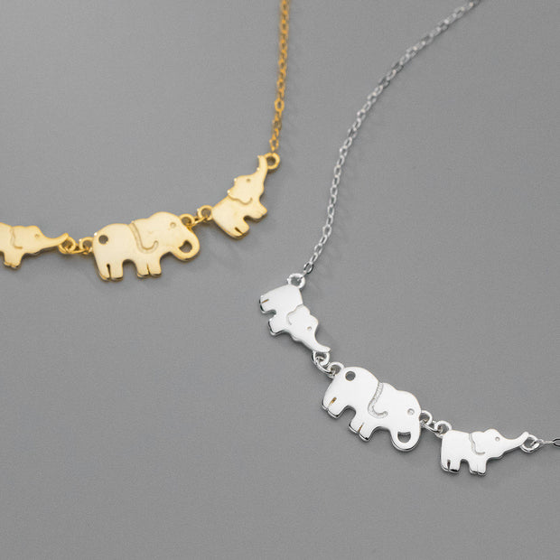 925 Sterling Silver Minimalist Three Elephant Gold-Plated Anklet