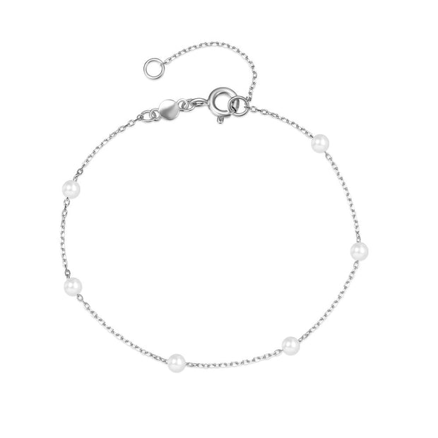 925 Sterling Silver Friendship Bracelet with Small Pearls