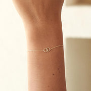 Minimalist Jewelry 925 Sterling Silver Charm Bracelet - Double Round Circle Plain Gold Plated Bracelets for Women