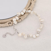 925 Sterling Silver Baroque Pearl Chain Bracelet for Women