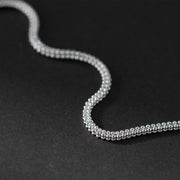 Fine Jewelry 925 Sterling Silver Bracelet with Unique Tiny Beads and Rope Chain