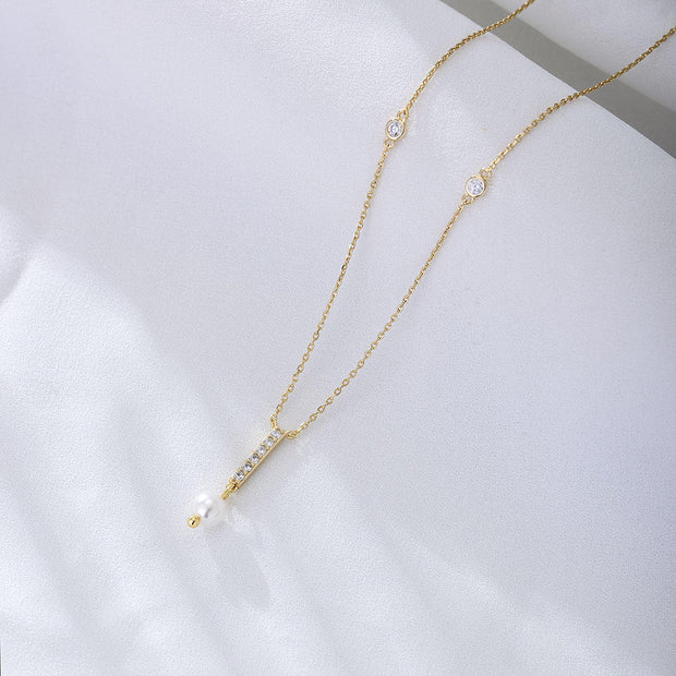 Pearl Radiance: 925 Silver Single Pearl Necklace