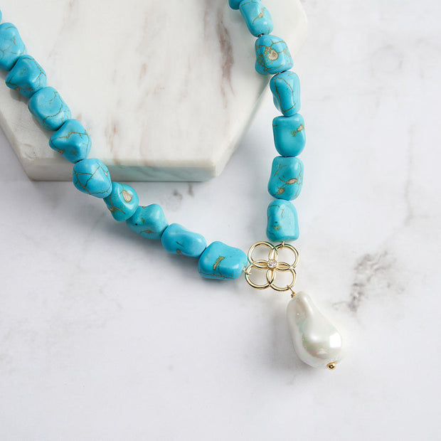 Natural Gemstone Turquoise Beaded Necklace