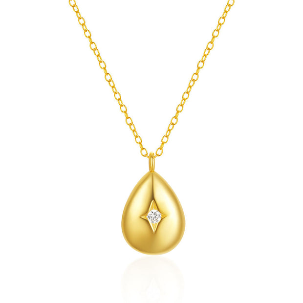 Sterling Silver Water Drop Star Necklace – Gold-Plated Minimalist Jewelry for Women